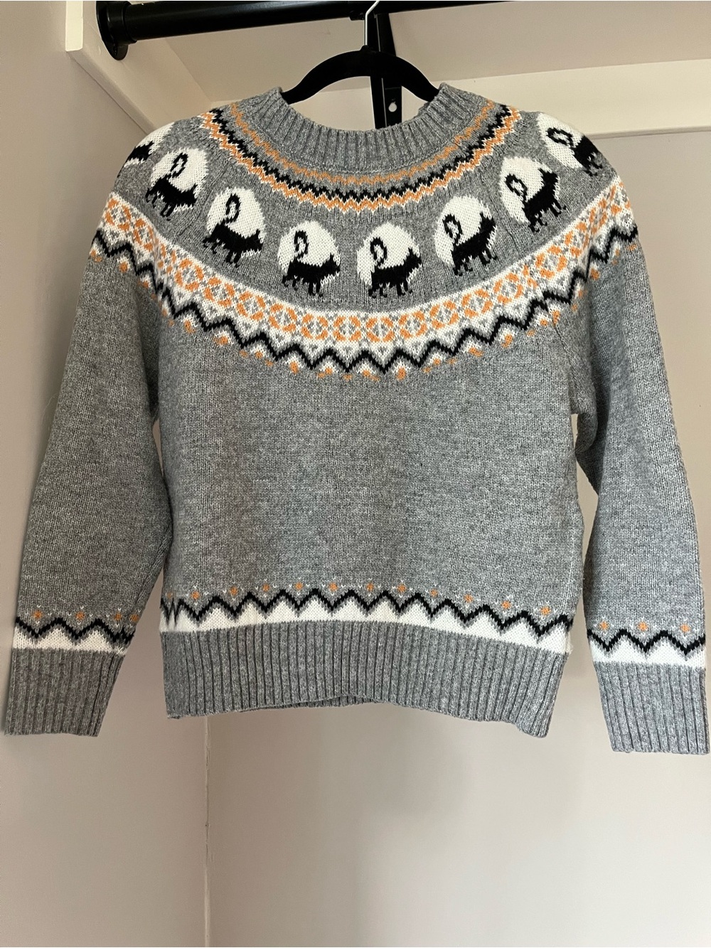 Classic Grey Fair Isle Sweater with Swan Motif